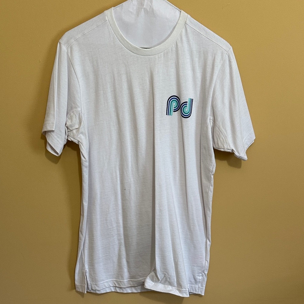 Pink Dolphin White Tee with Blue Graphic